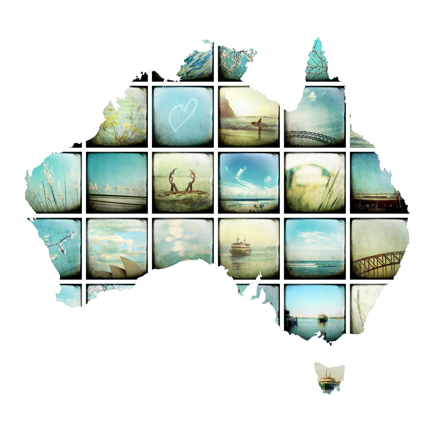 Print - Australia Montage #1 Yellow Aqua