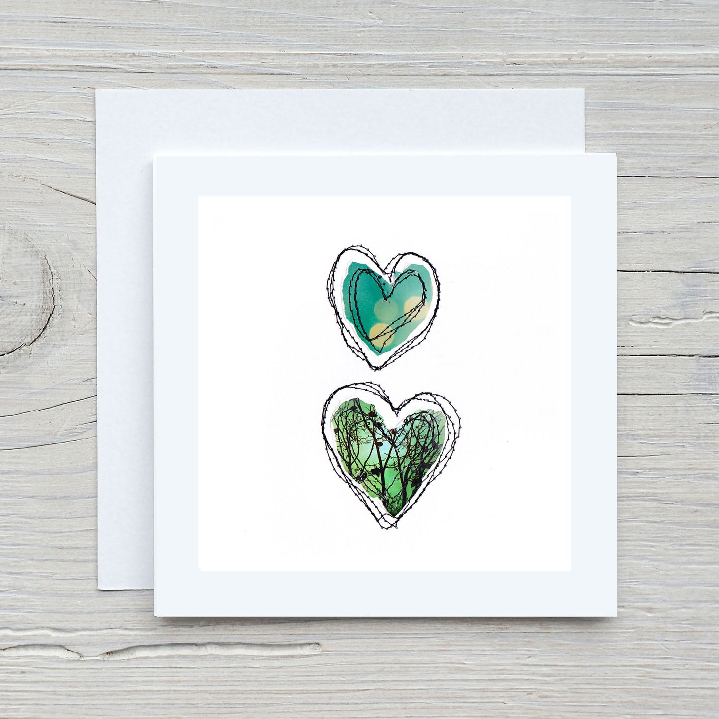 Greeting Card - Heart stitched collage #2