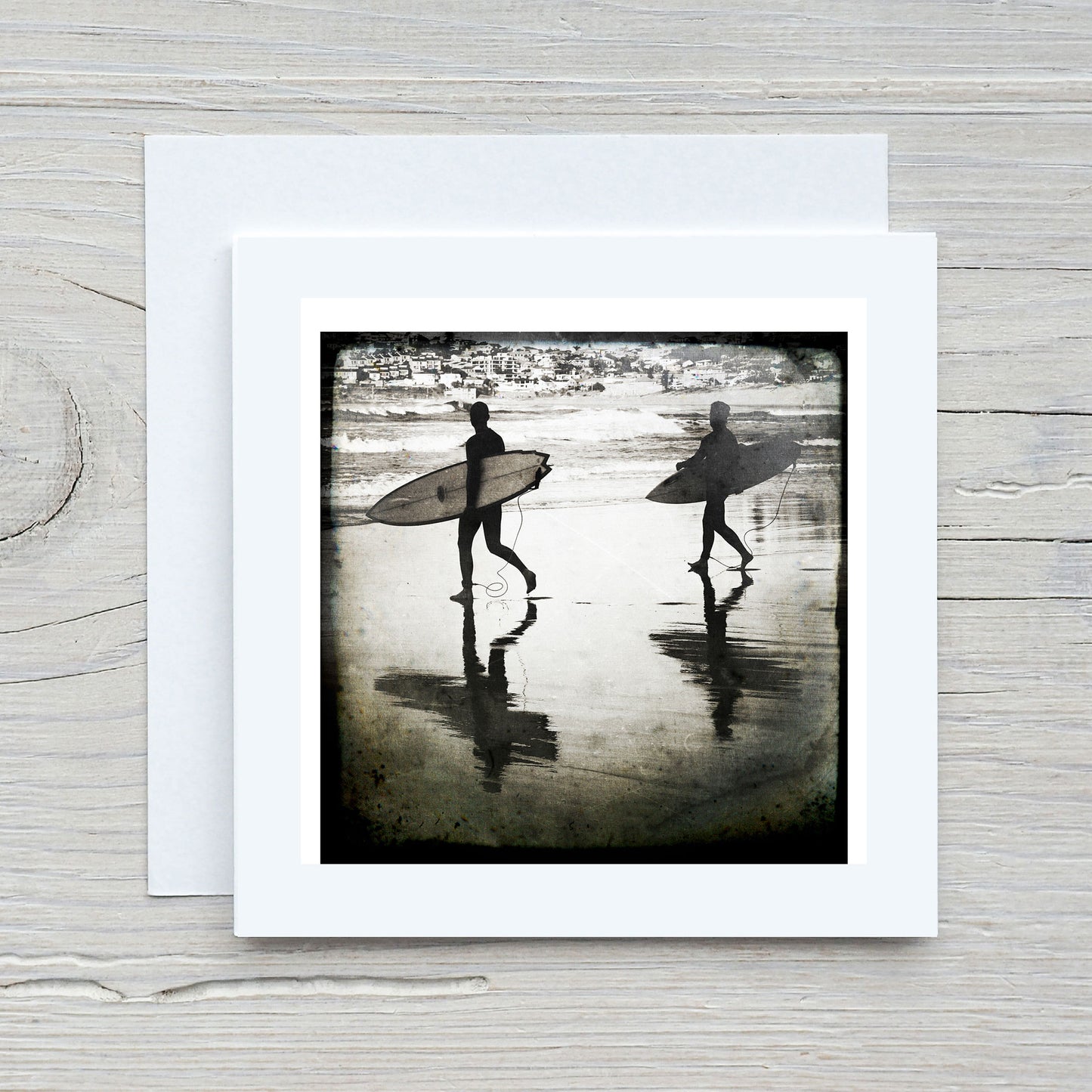 Greeting Card - Surfers Black and White