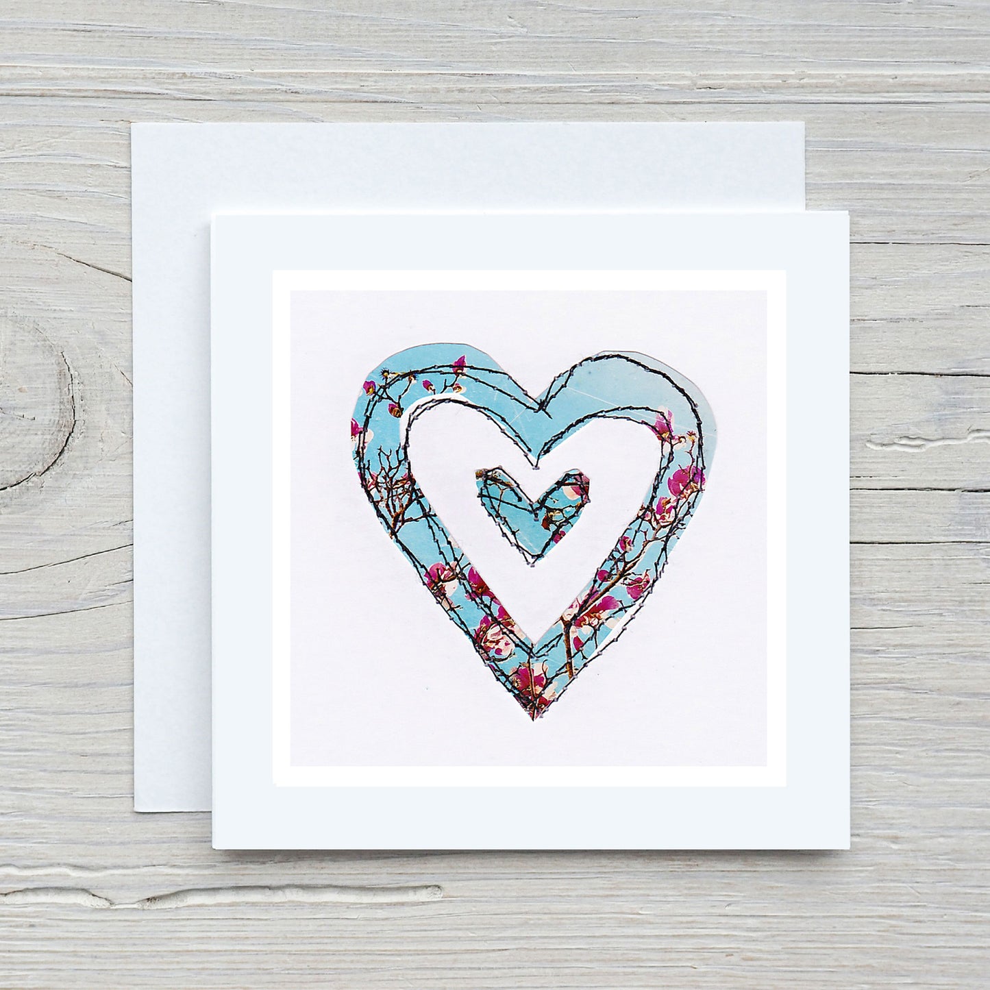 Greeting Card - Heart stitched collage #1