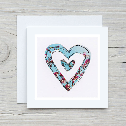 Greeting Card - Heart stitched collage #1