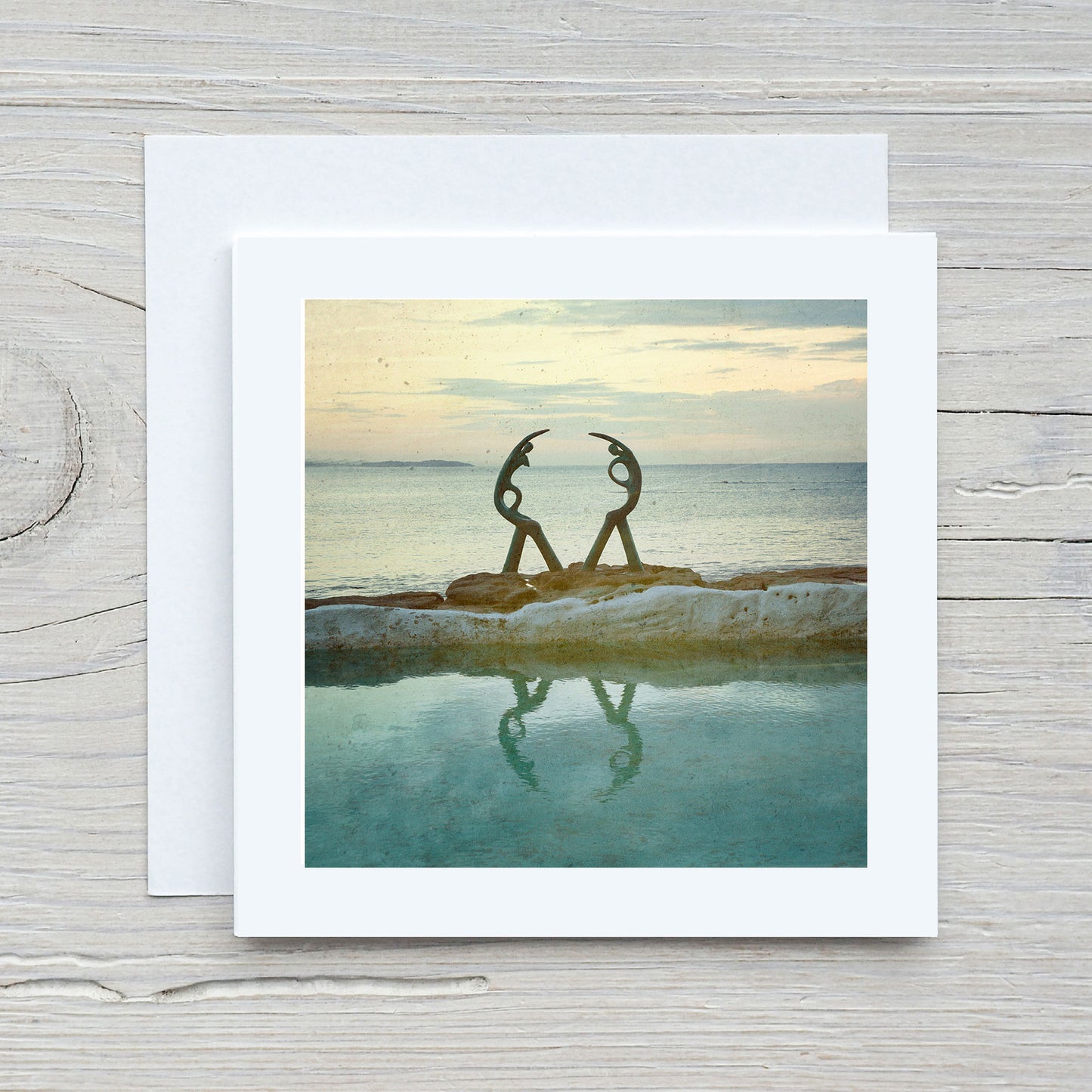 Greeting Card - Manly Statue Aqua